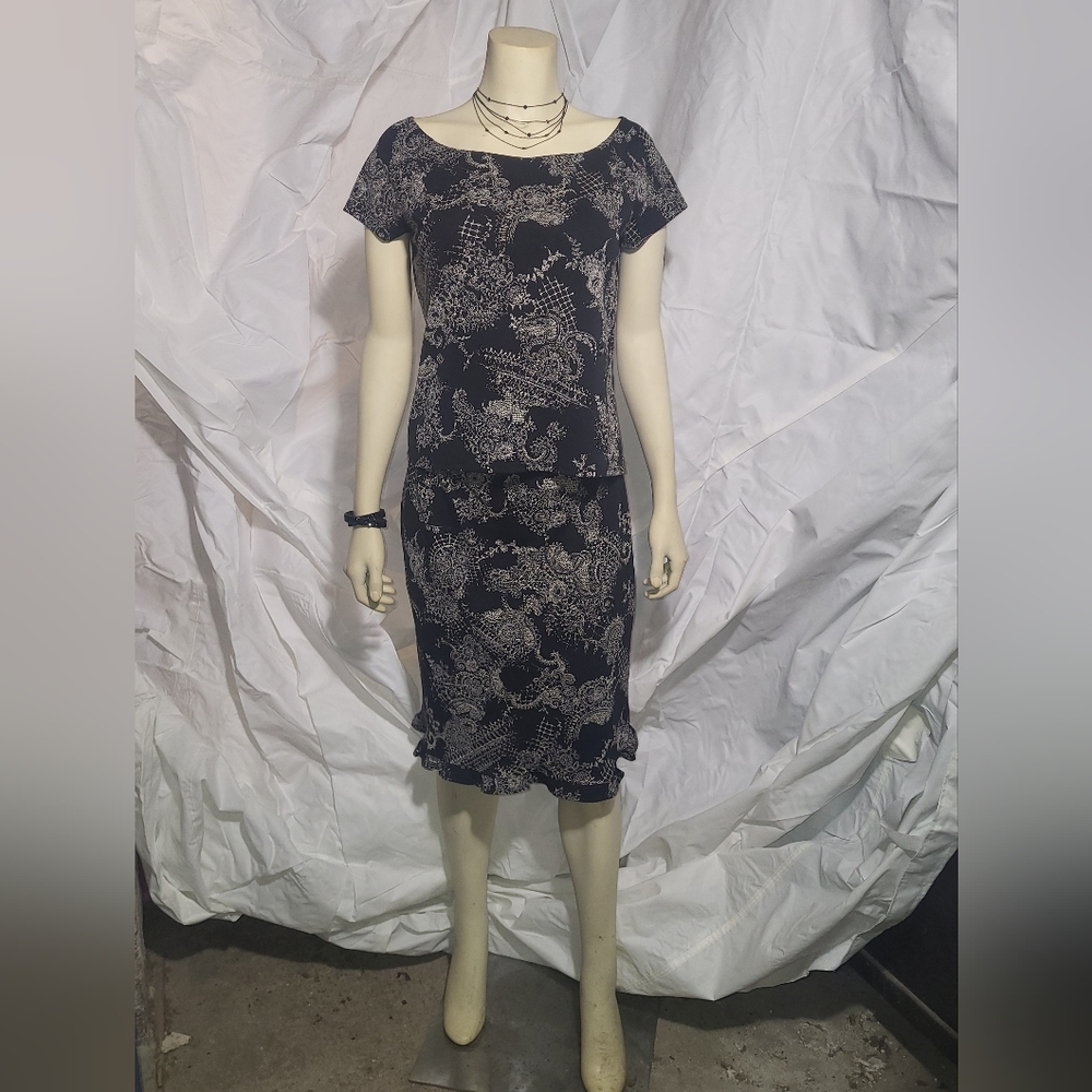 Vinrage Max Studio Black and White Midi Dress 100% Polyester